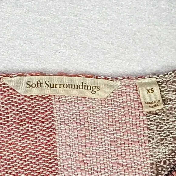 Soft Surrondings Women's Meca Tunic XS Pockets Coral/Lavender Stripes Tassel Zip - Picture 4 of 14